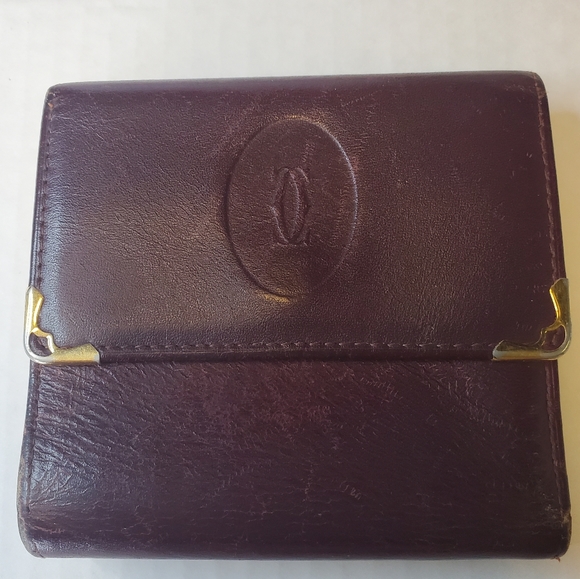 Cartier Handbags - Cartier Must de Cartier Leather Small Wallet Dark Red with Closure Coin Purse